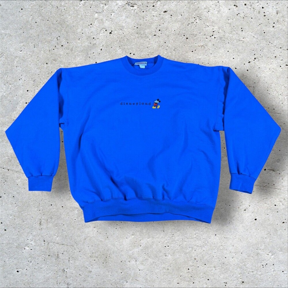 Vintage Disneyland Mickey Mouse Sweatshirt XXL Royal Blue Embroidered Made USA